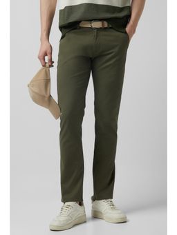 Peter England - Men Green Solid Super Slim Fit Casual Trouser