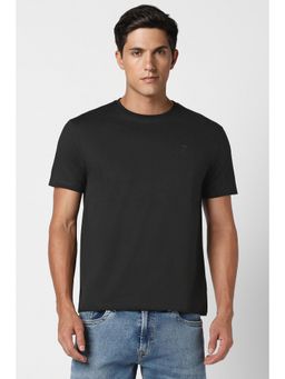 Peter England - Men Black Solid Round Neck T-Shirt