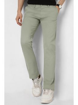 Peter England - Men Green Solid Super Slim Fit Casual Trousers