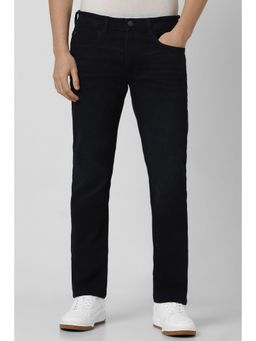 Peter England - Men Black Dark Wash Regular Fit Jeans