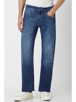 Peter England - Men Navy Blue Dark Wash Regular Fit Jeans