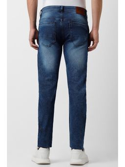 Peter England - Men Navy Blue Mid Wash Low Skinny Fit Jeans