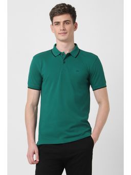 Peter England - Men Green Solid Collar Neck Polo T-Shirt