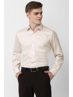 Van Heusen - Men Cream Regular Fit Textured Full Sleeves Formal Shirt