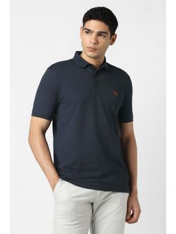Van Heusen - Mens Navy Solid Collar Neck Polo T-Shirt