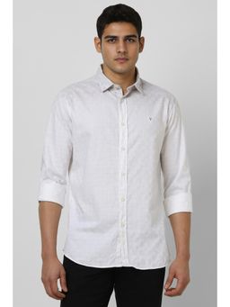 Van Heusen - Mens White Slim Fit Check Full Sleeves Casual Shirt