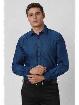 Van Heusen - Men Blue Regular Fit Textured Full Sleeves Formal Shirt
