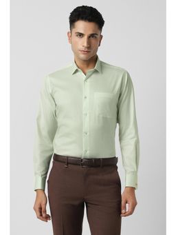 Van Heusen - Men Green Regular Fit Textured Full Sleeves Formal Shirt
