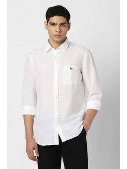 Van Heusen - Men White Slim Fit Solid Full Sleeves Casual Shirt