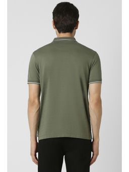 Van Heusen - Men Green Solid Polo Neck T-Shirt