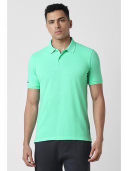 Van Heusen - Men's Blue Solid Polo Neck T-Shirt