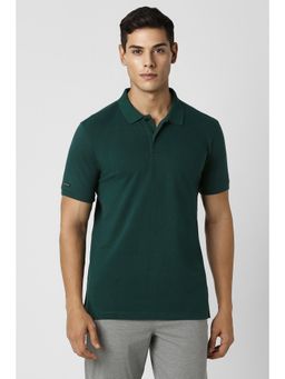 Van Heusen - Men Green Solid Polo Neck T-Shirt