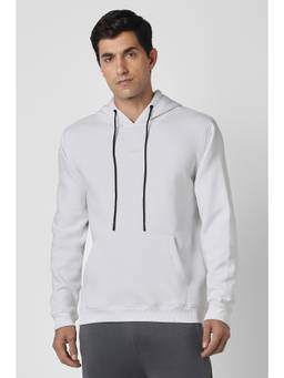 Van Heusen - Men White Solid Hooded Neck Sweatshirt