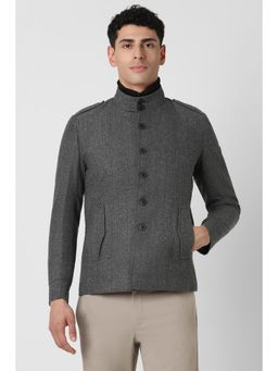 Van Heusen - Men Grey Textured Casual Jacket