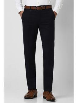 Van Heusen - Men Black Solid Slim Fit Trousers