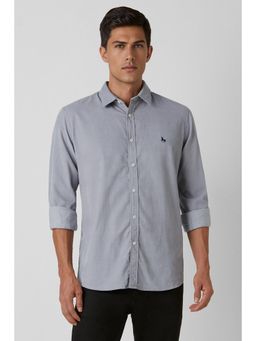 Van Heusen - Men Grey Slim Fit Textured Full Sleeves Casual Shirt