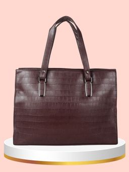 Yelloe - Brown Pu Leather Laptop Bag for Women