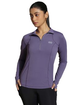 Silvertraq - Women Purple Ath Runner Regular High Neck T-Shirt