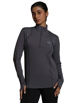 Silvertraq - Women Grey Ath Runner Regular High Neck T-Shirt