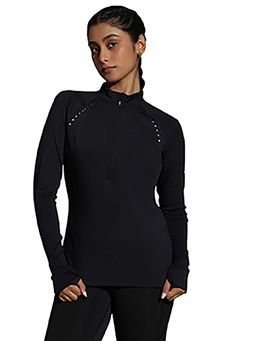 Silvertraq - Women Black Traq Run Fitted High Neck T-Shirt