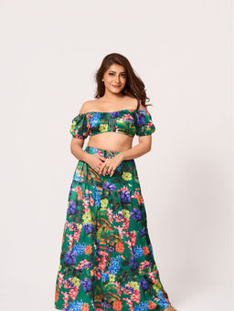 How When Wear - The Satin Forest Mirage Printed Layered Skirt