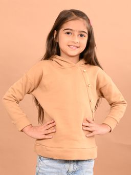 Lilpicks - Girls Full Sleeves Hooded Sweatshirt - Brown