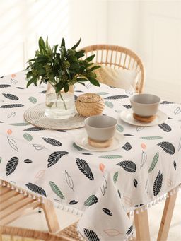 Urban Space - Cotton Dining Table Cover - Feathers Green (4 Seater)