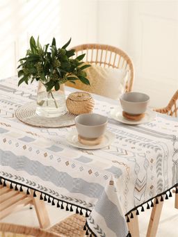 Urban Space - Cotton Dining Table Cover Boho Grey (4 Seater)