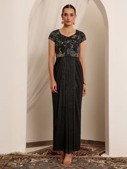 Miss Chase - Womens Black Sweetheart-Neck Maxi Velvet Dress