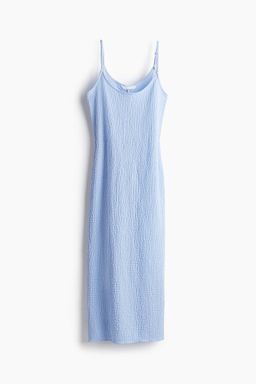 H&M - Women Blue Crinkled Jersey Dress