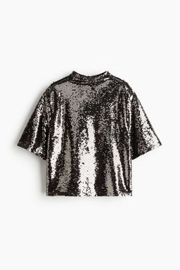 H&M - Women Grey Sequined Top