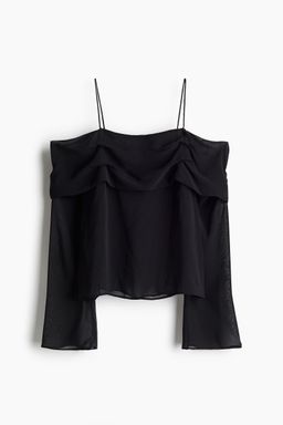 H&M - Women Black Off-The-Shoulder Chiffon Top