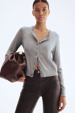 H&M - Women Grey Knitted Cardigan