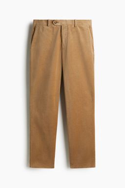 H&M - Men Beige Regular Fit Velvet Trousers