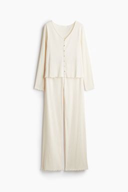 H&M - Women White Pointelle Jersey Pyjamas