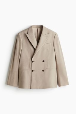 H&M - Men Beige Regular Fit Wool-Blend Double-Breasted Jacket