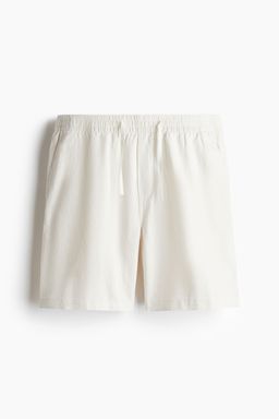 H&M - Men White Relaxed Fit Linen-Blend Shorts