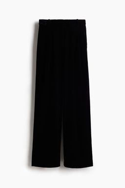 H&M - Women Black Wide Velvet Trousers