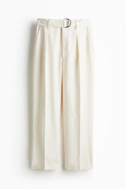 H&M - Women White Belted Trousers