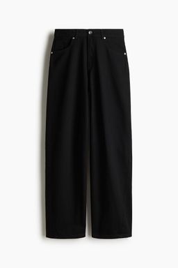 H&M - Women Black Barrel-Leg Twill Trousers