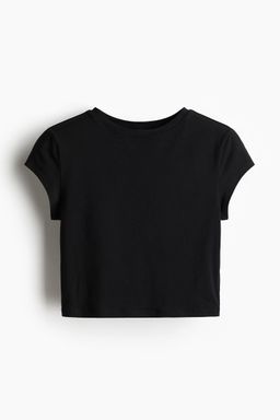 H&M - Women Black Cropped Cotton Top