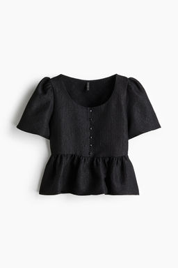 H&M - Women Black Peplum Brocade Blouse