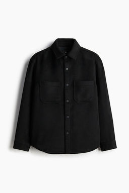 H&M - Men Black Regular Fit Felted Overshirt