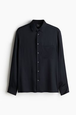 H&M - Men Black Regular Fit Satin Shirt