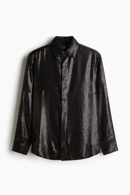 H&M - Men Black Regular Fit Sequined Shirt