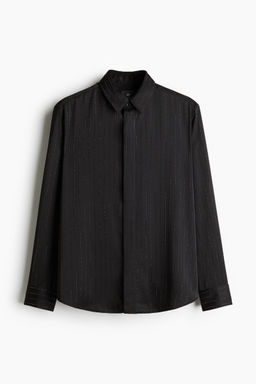H&M - Men Black Regular Fit Rhinestone-Embellished Shirt