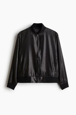 H&M - Men Black Regular Fit Sequined Bomber Jacket