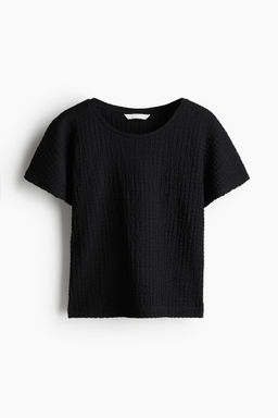 H&M - Women Black Textu Jersey Top
