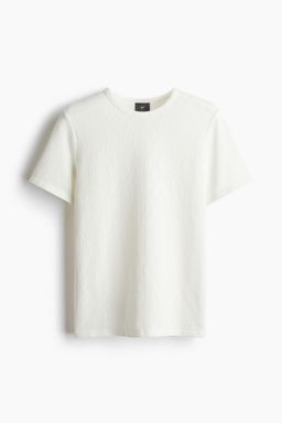 H&M - Men White Slim Fit Textu T-Shirt