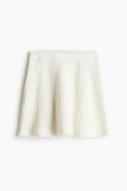 H&M - Women White Fla Fluffy-Knit Skirt